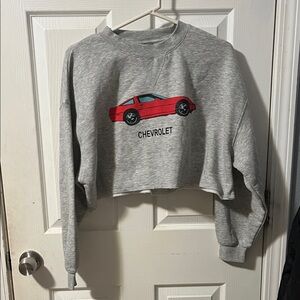 Grey Chevrolet Cropped Sweatshirt